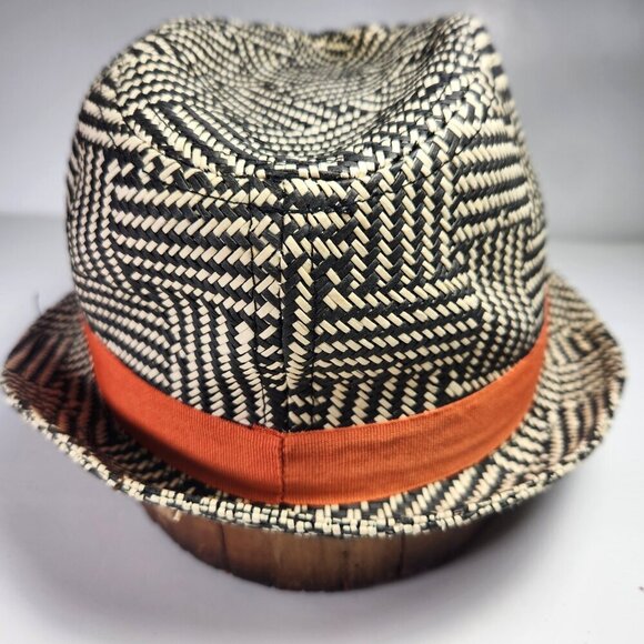 Attitude Jay Manuel Fedora Hat Mens One Size Brown & White Basket Weave - Picture 4 of 9